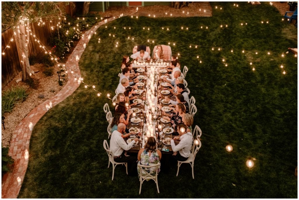 Intimate backyard wedding reception in Colorado Springs