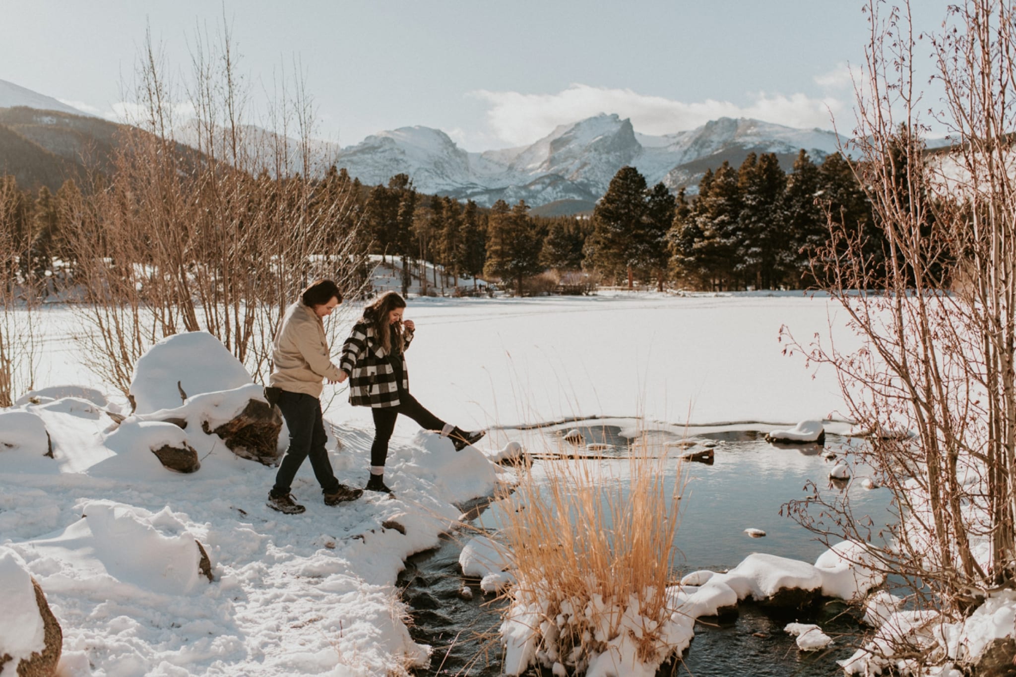 Dream Lake in the Winter | Colorado Engagement Session