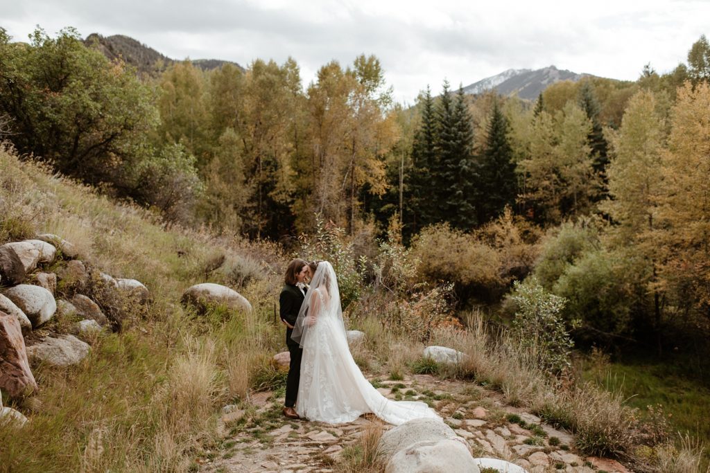 An Aspen Meadows Resort Plato's Deck Wedding during the fall