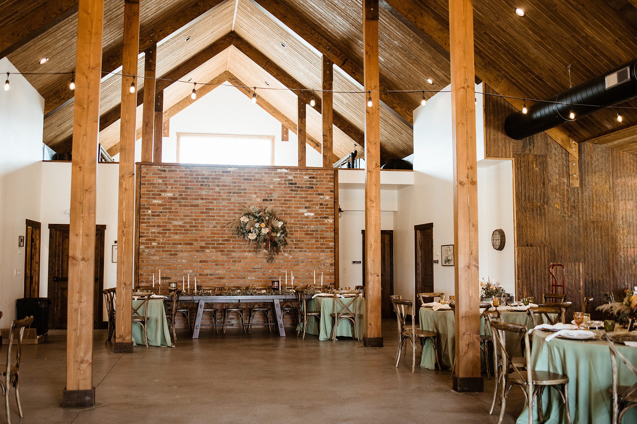 Inside the reception space at the Barn at Sunset Ranch in Buena Vista, CO