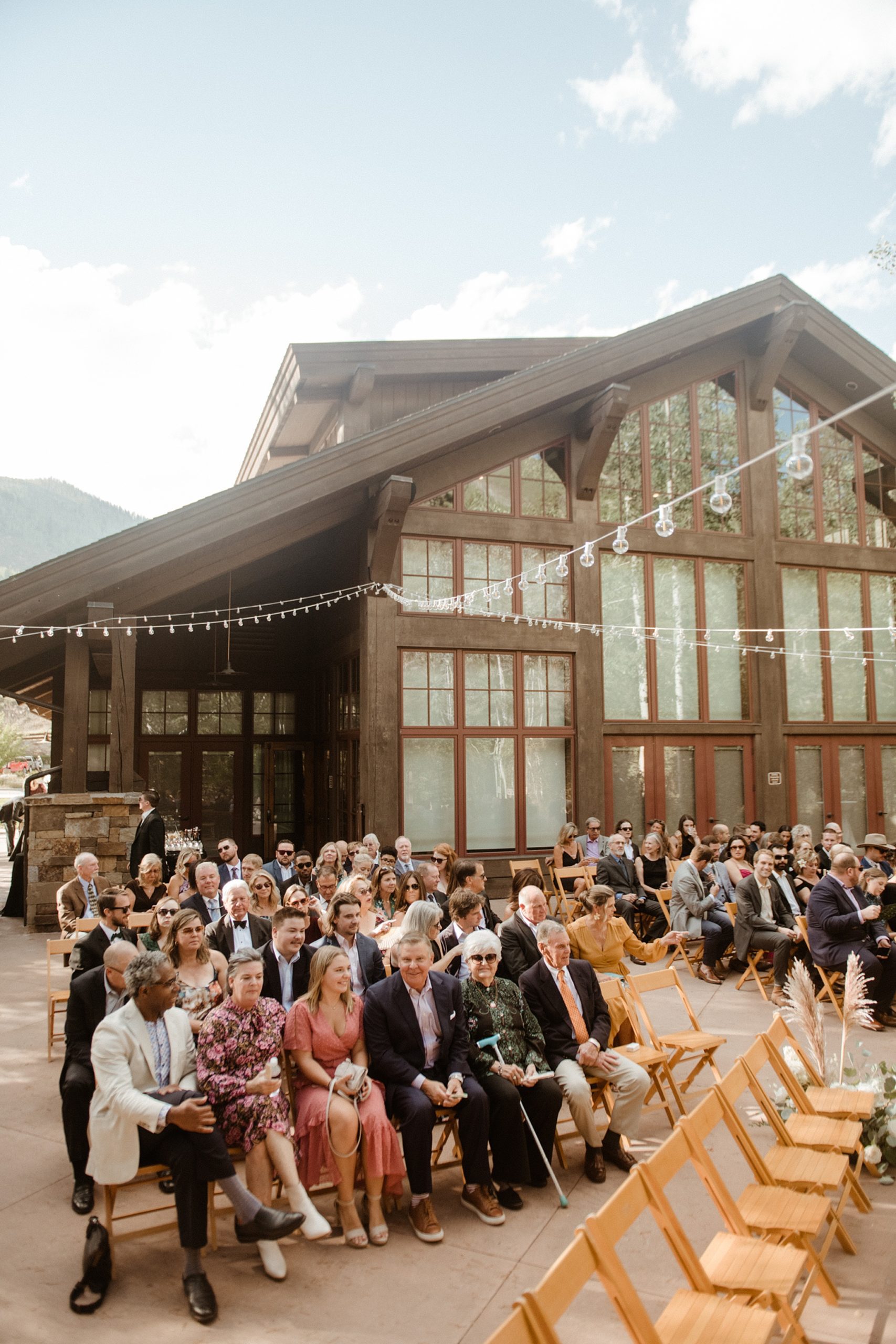 the Donovan Pavilion wedding ceremony patio in West Vail, Colorado