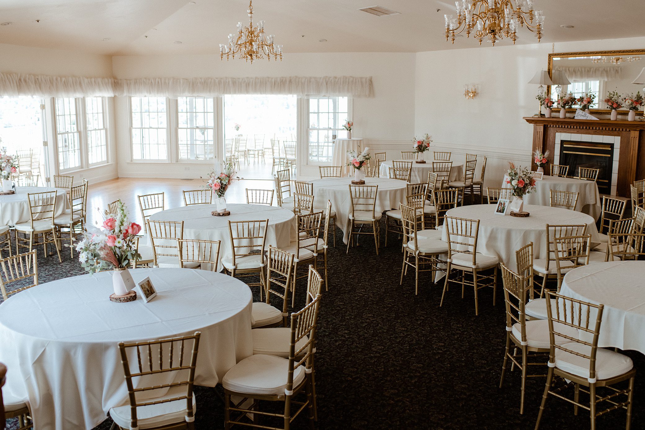 The reception ballroom at Willow Ridge Manor wedding venue in Morrison, CO