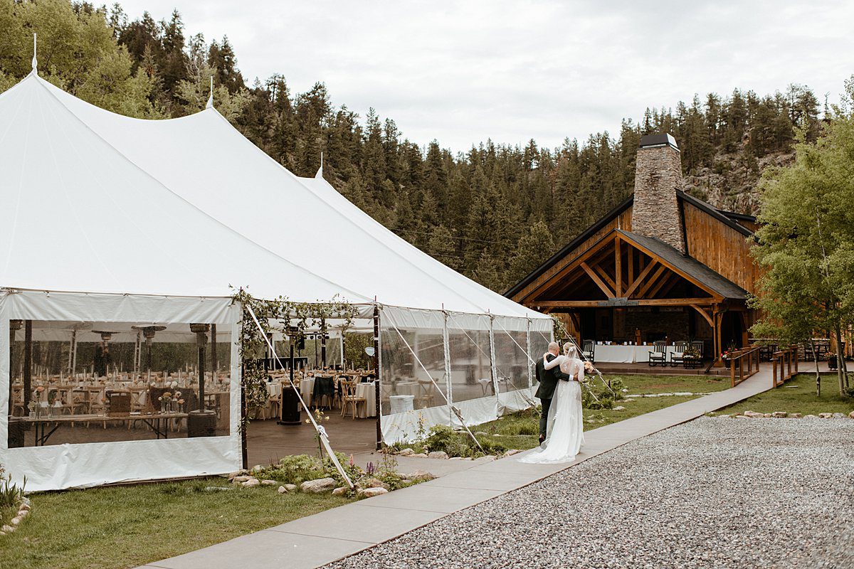 a view of the entire layout of the Blackstone Rivers Wedding venue's tent and barn