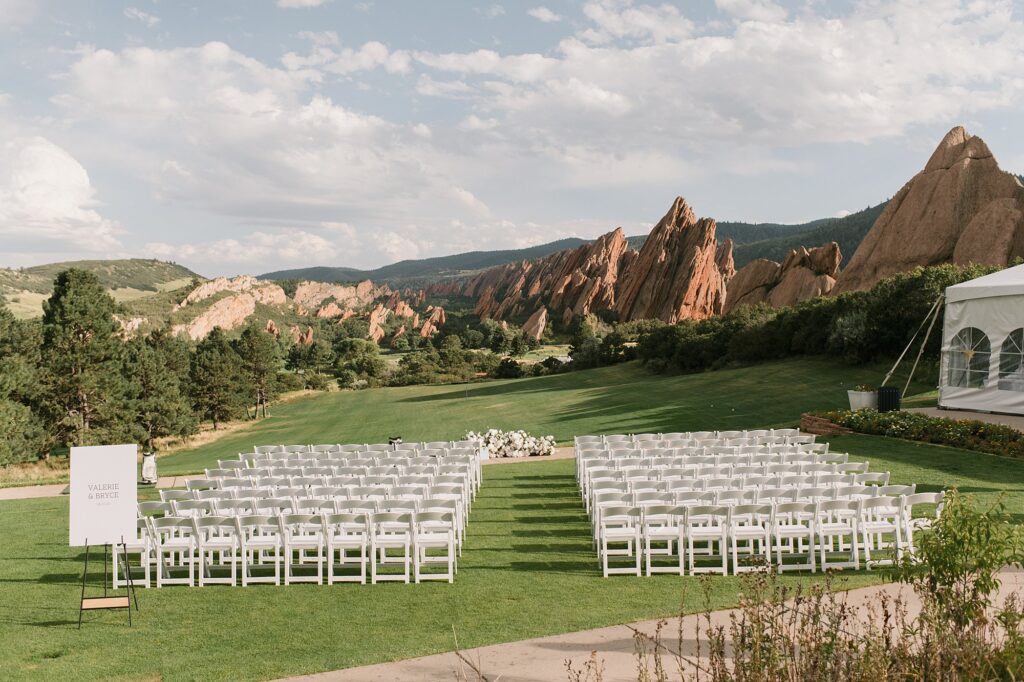 a ceremony setup for a Arrowhead Golf Course wedding