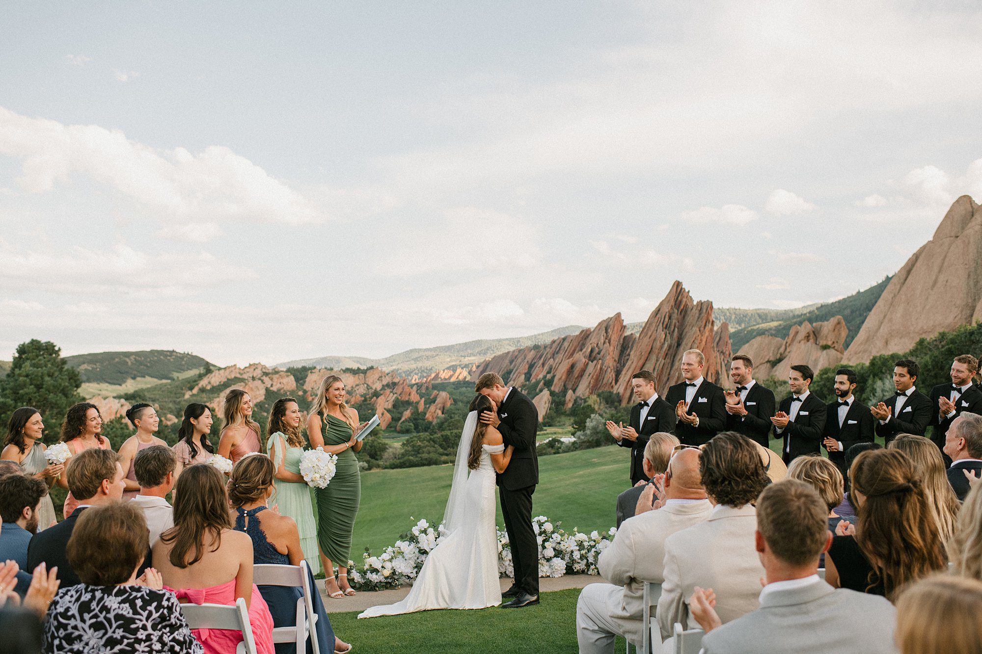 a gorgeous pastel Arrowhead Golf Course wedding ceremony view