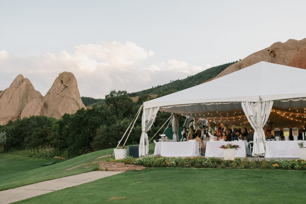 a reception tent at a Arrowhead Golf Course wedding
