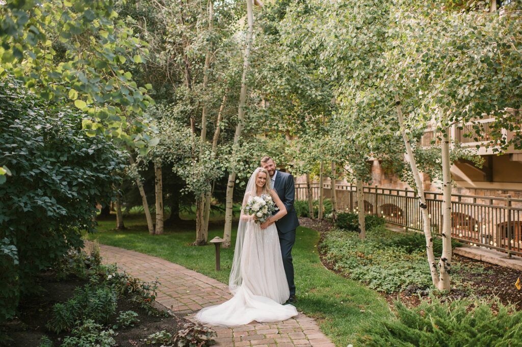 a bride and groom in the aspens before their Four Seasons Vail wedding