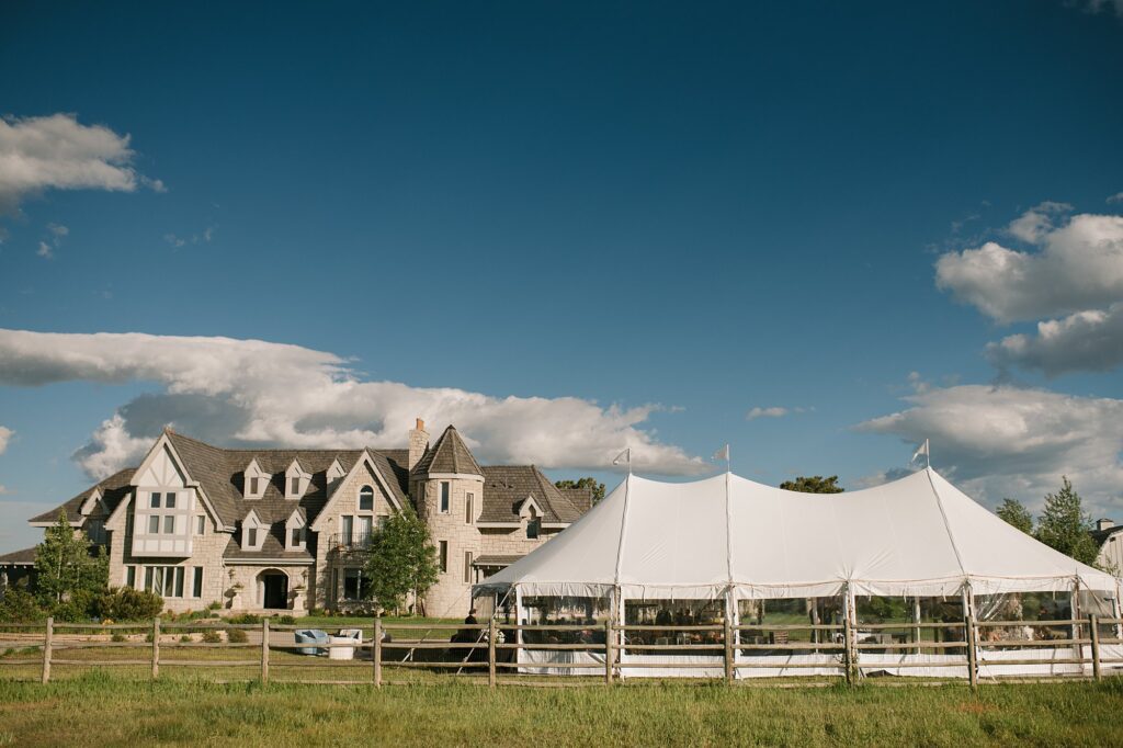 The outside view of a Greystone Castle wedding in Boulder, Colorado