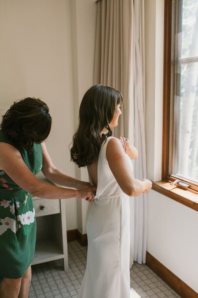 a bride gets ready before her Beaver Creek Intimate wedding