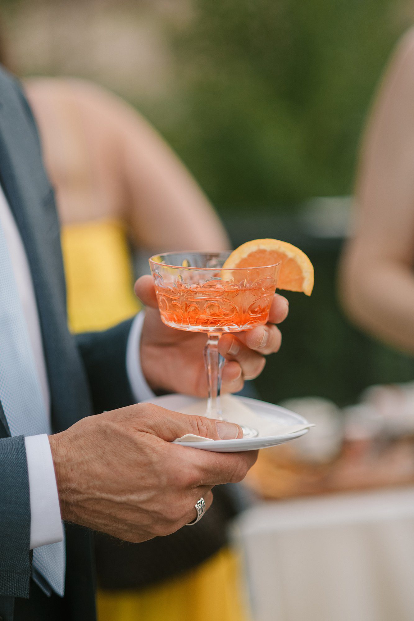 a cocktail hour setup for a Washington Boathouse wedding in downtown Denver