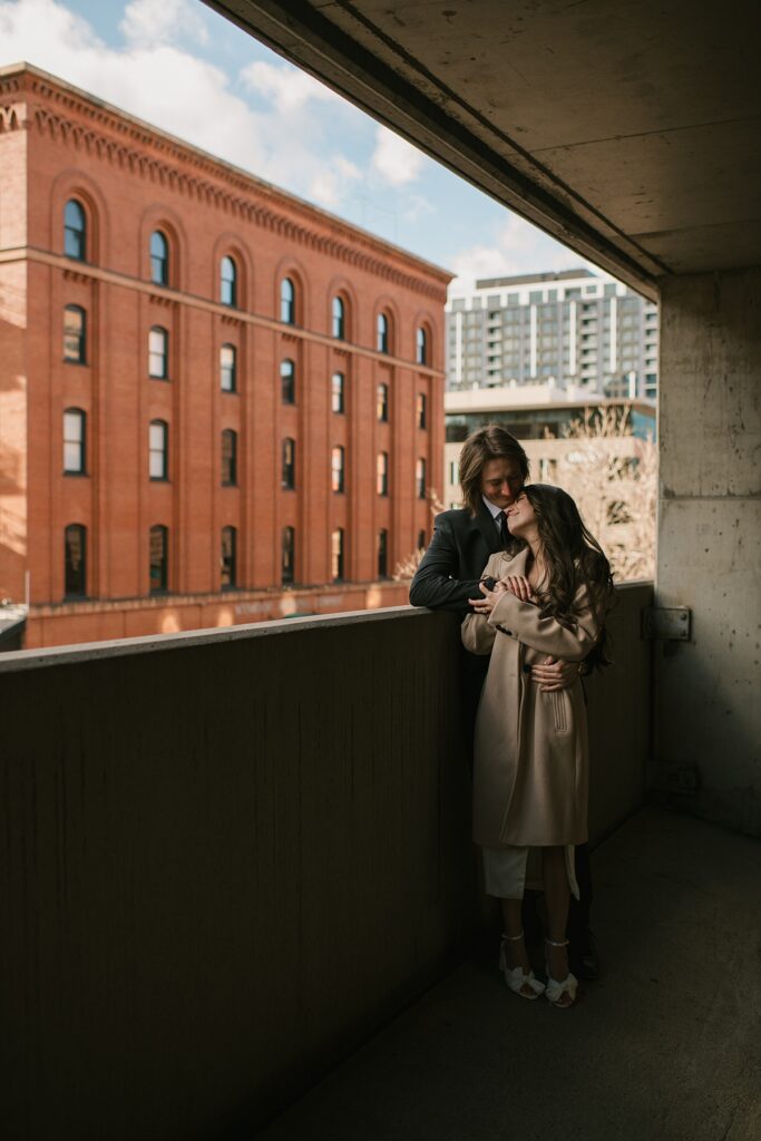 a cute and elevated downtown Denver engagement session around Union Station, The Oxford Hotel, and Dairy Block