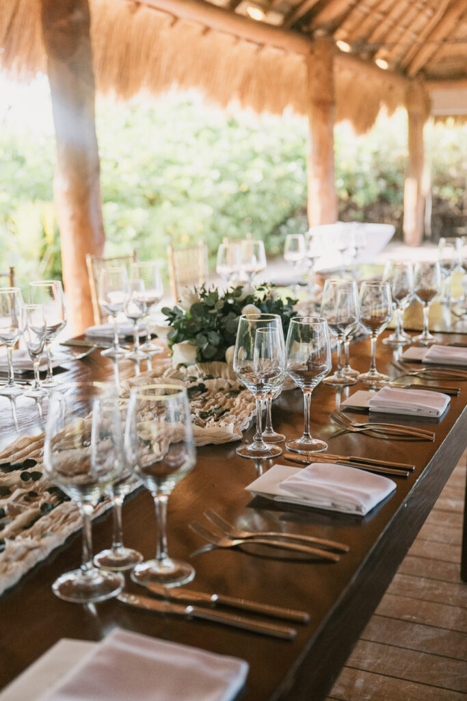A reception setup for a  Finest Playa Mujeres wedding in Cancun, Mexico