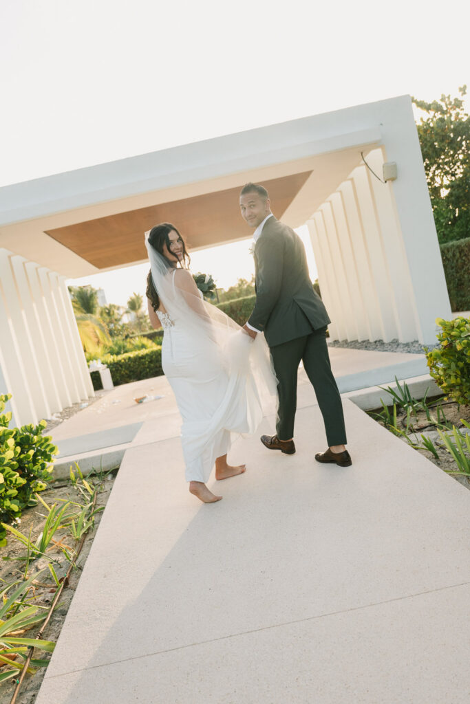 a  Finest Playa Mujeres wedding at sunset in Mexico