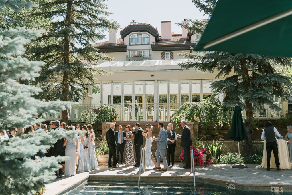 cocktail hour for a Sonnenalp Hotel wedding