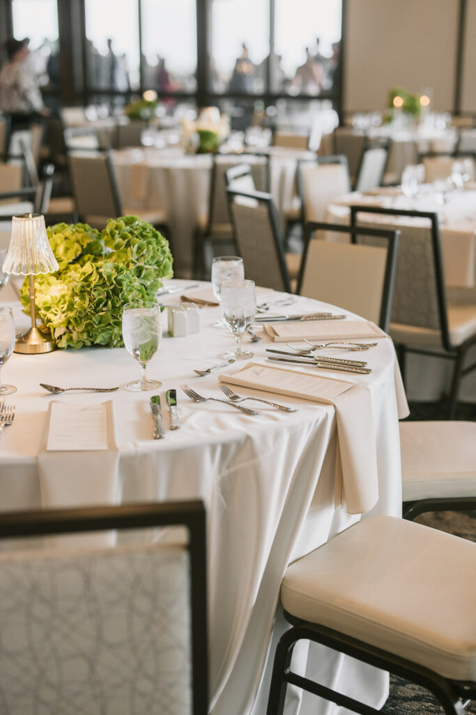 Inside the main ballroom for a TPC Colorado wedding reception